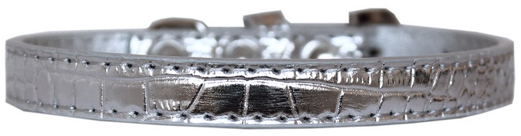 Wichita Plain Croc Dog Collar Silver Size 12